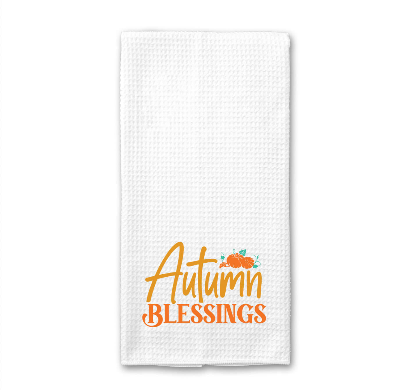 Autumn Blessings Kitchen Towel featuring a vibrant fall design, made of absorbent microfiber, ideal for kitchen use.