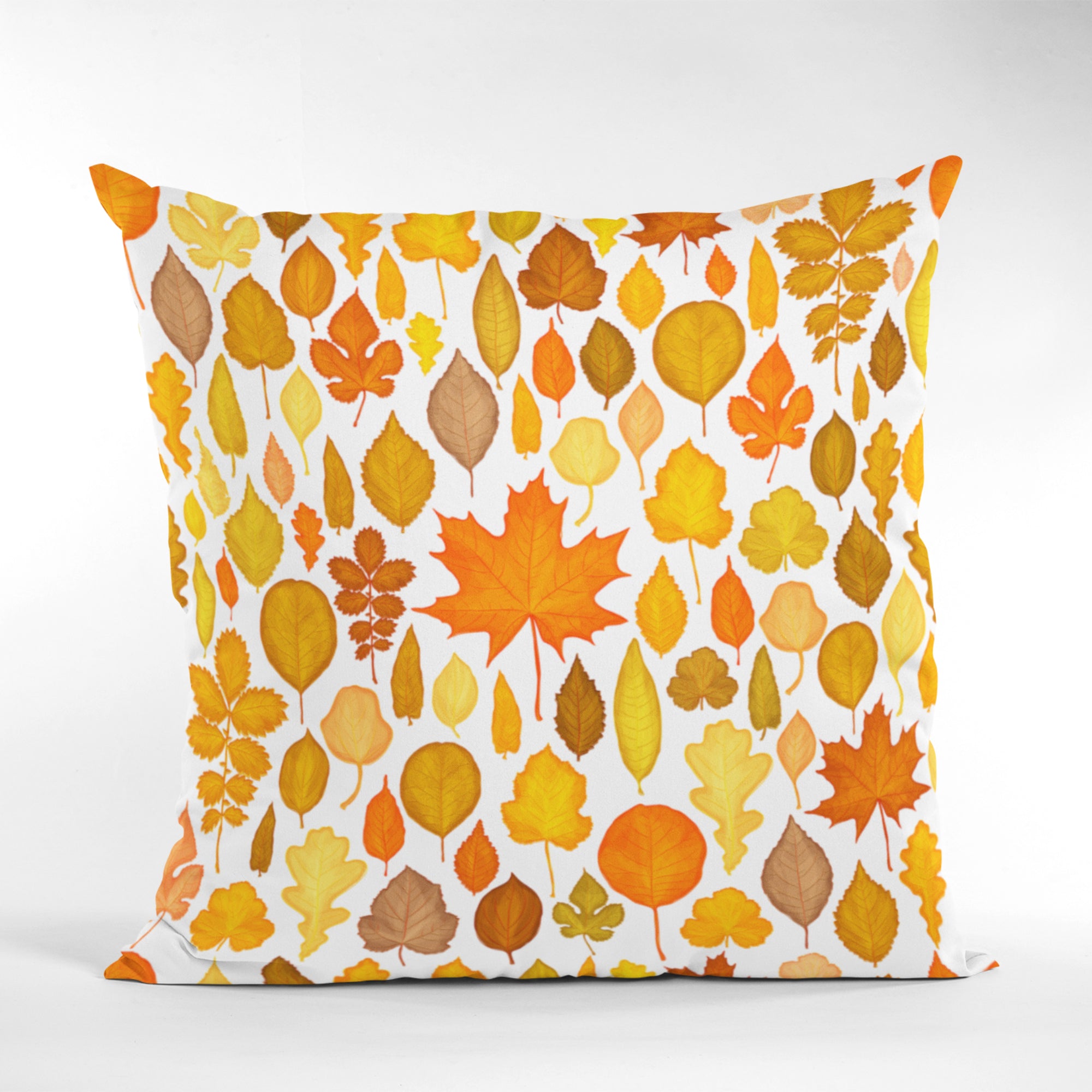 Autumn Decor Throw Pillow featuring a vibrant fall design, perfect for living room or outdoor use.