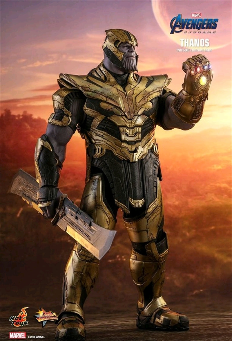 12-inch Thanos action figure from Avengers 4: Endgame, showcasing detailed armor and accessories.