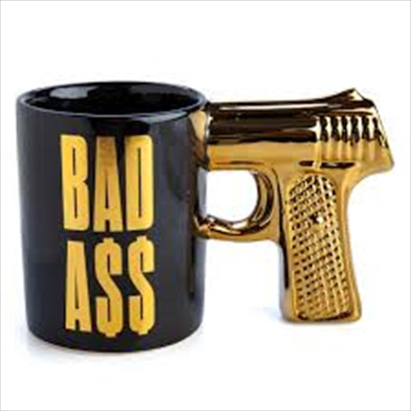 Bad Ass 3D Gun Mug featuring a detailed gun design, perfect for enthusiasts.