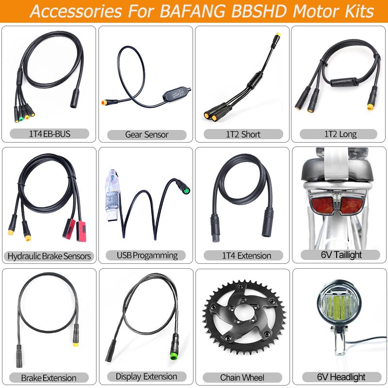 BAFANG Motor Parts bike light and hydraulic brake gear shift sensor, featuring LED lights and a durable design for enhanced biking safety.