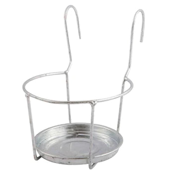 Galvanised balcony flowerpot holder showcasing its sturdy design and rustic finish, perfect for outdoor plant display.