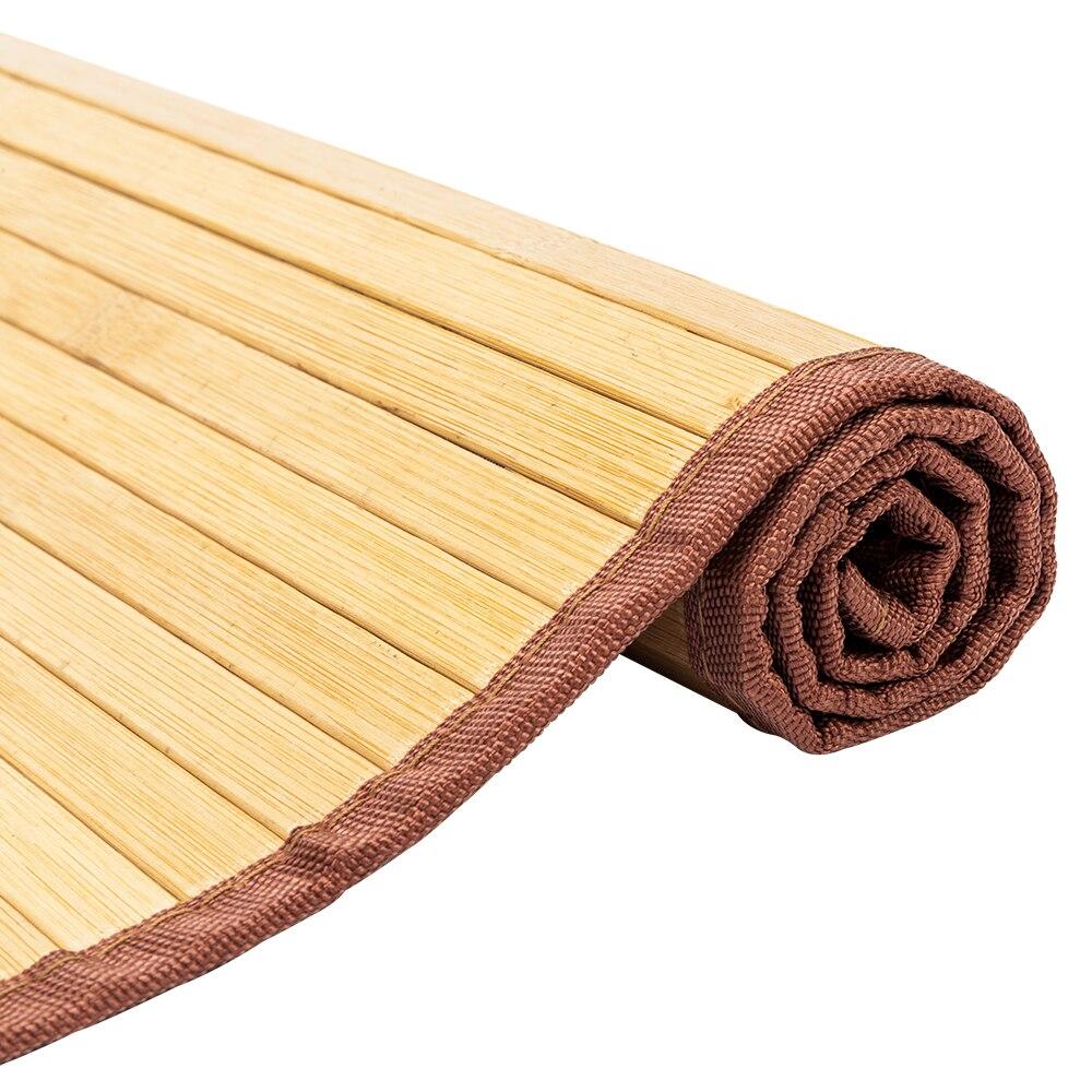 Natural bamboo floor mat measuring 21x60 inches, featuring a non-sliding waterproof design suitable for home use.