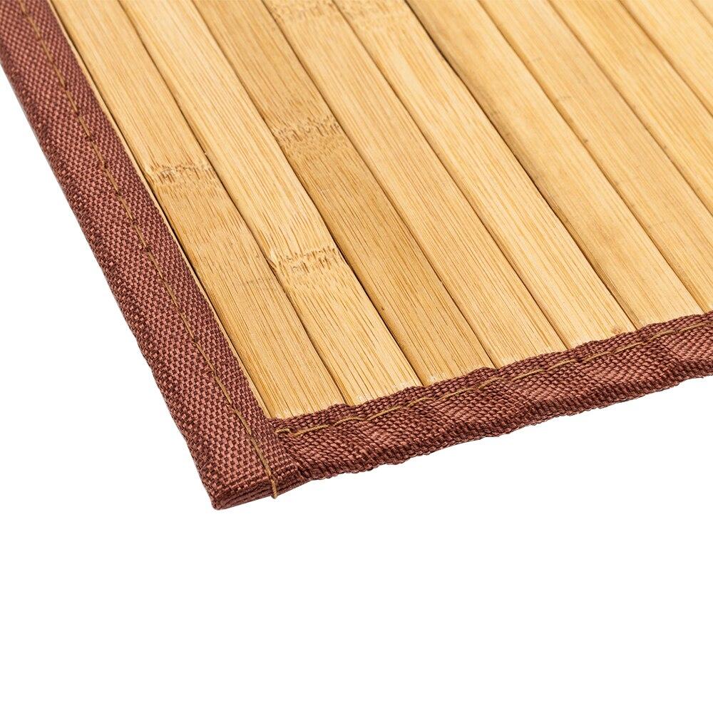 Natural bamboo floor mat measuring 21x60 inches, featuring a non-sliding waterproof design suitable for home use.