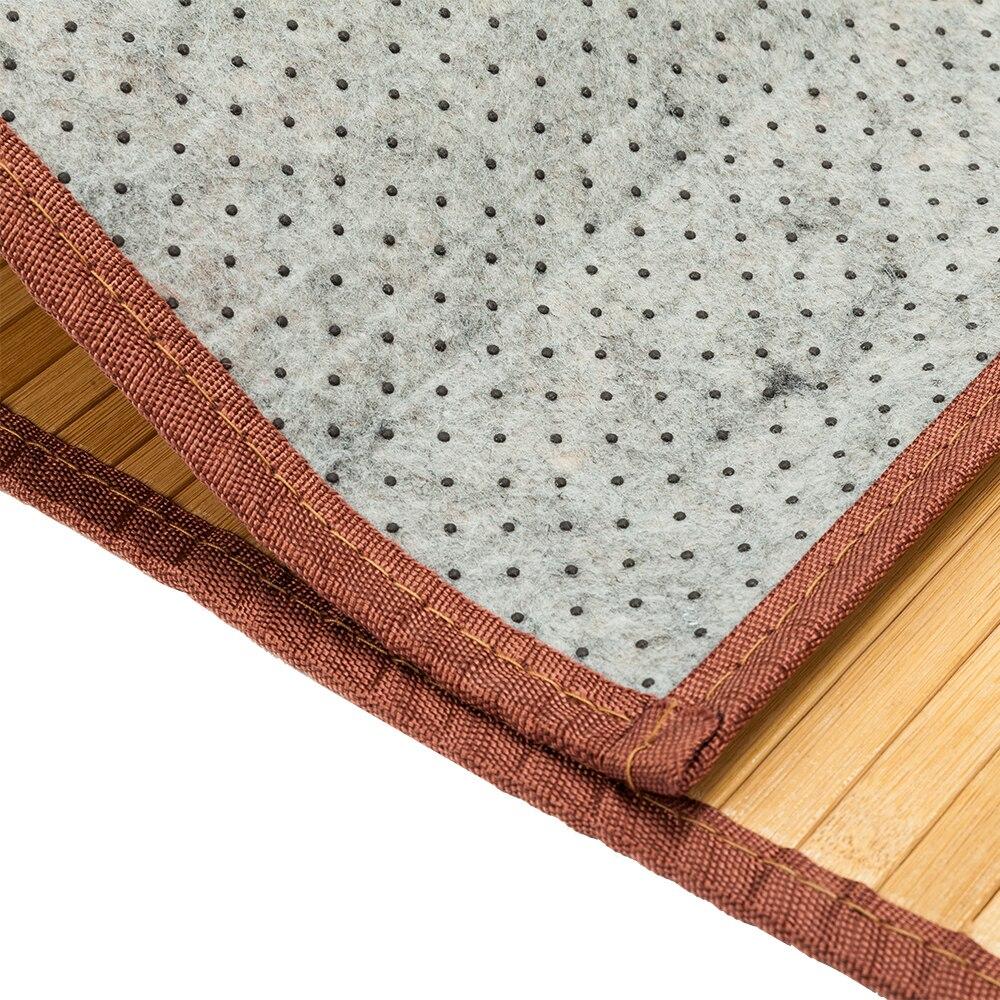 Natural bamboo floor mat measuring 21x60 inches, featuring a non-sliding waterproof design suitable for home use.