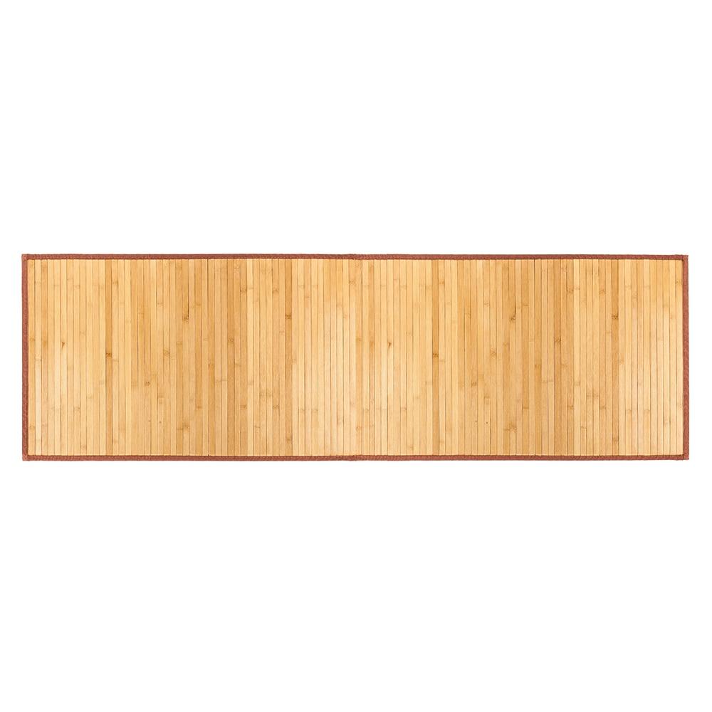 Natural bamboo floor mat measuring 24x72 inches, featuring a non-sliding waterproof design suitable for home use.