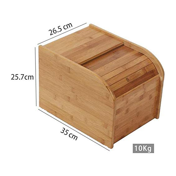 Bamboo Rice Grain Cereal Storage Box with sliding door, showcasing its elegant design and spacious interior for storing rice and cereals.