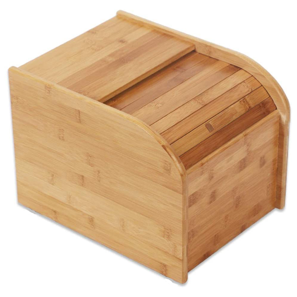 Bamboo Rice Grain Cereal Storage Box with sliding door, designed for 5kg capacity, showcasing its elegant bamboo finish and spacious interior.