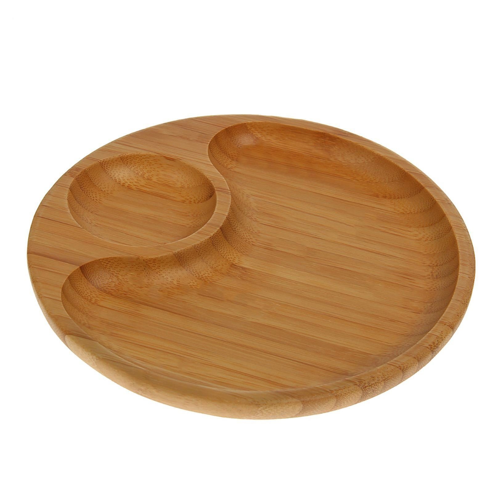 WILMAX Bamboo Round 2 Section Platter, 10 inches, eco-friendly and stylish for serving appetizers.