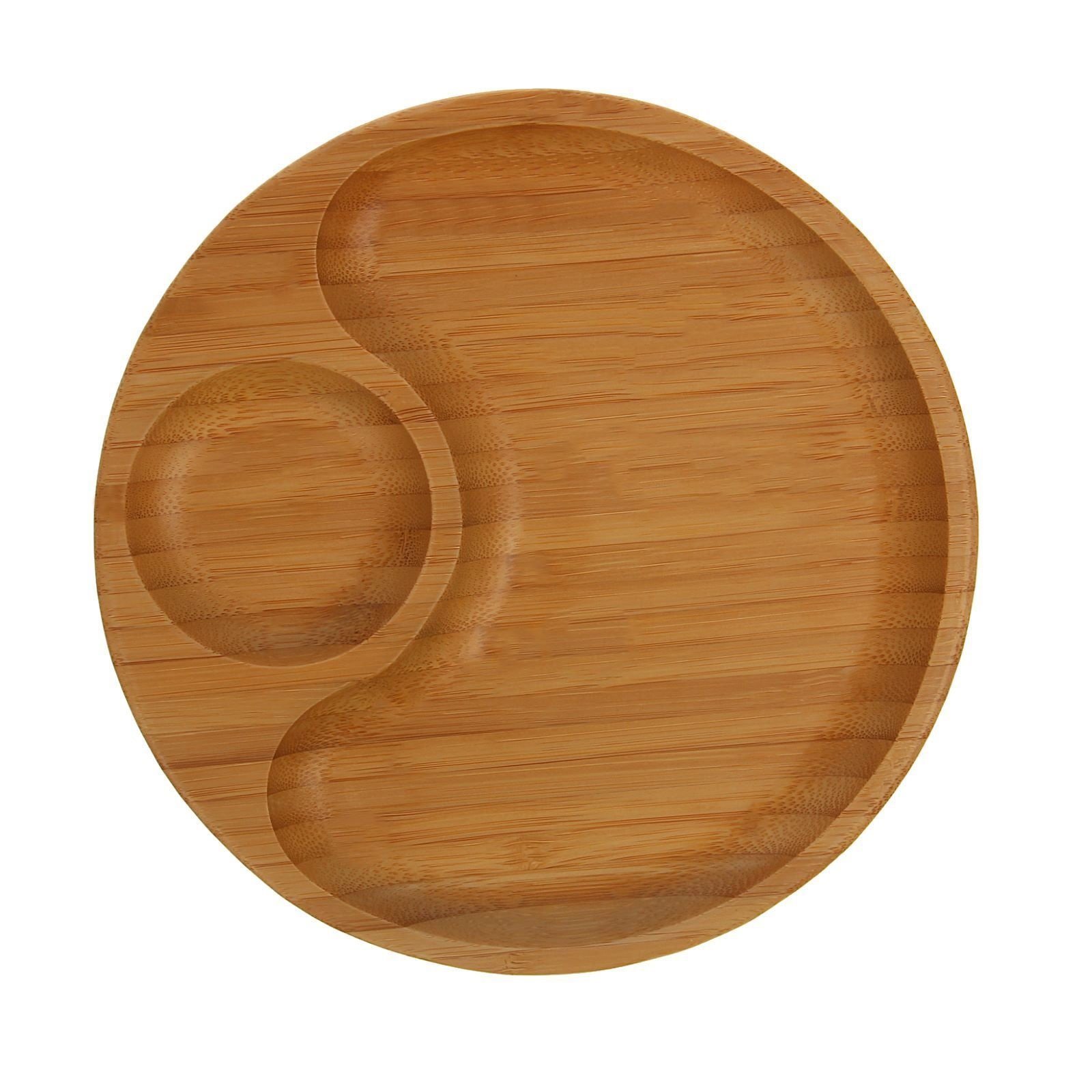 WILMAX Bamboo Round 2 Section Platter, 8 inches, showcasing its elegant design and natural bamboo texture.