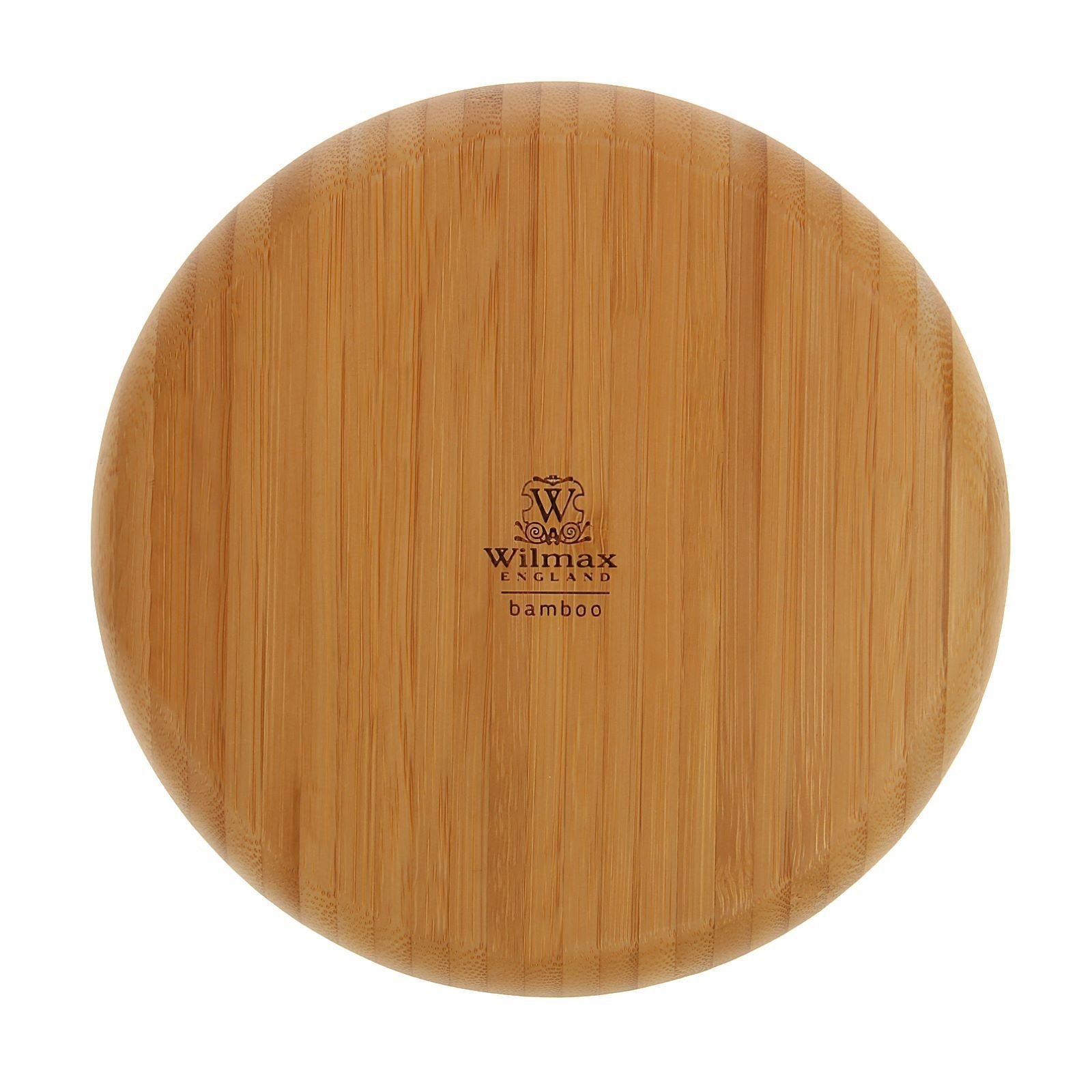 WILMAX Bamboo Round 2 Section Platter, 8 inches, showcasing its elegant design and natural bamboo texture.