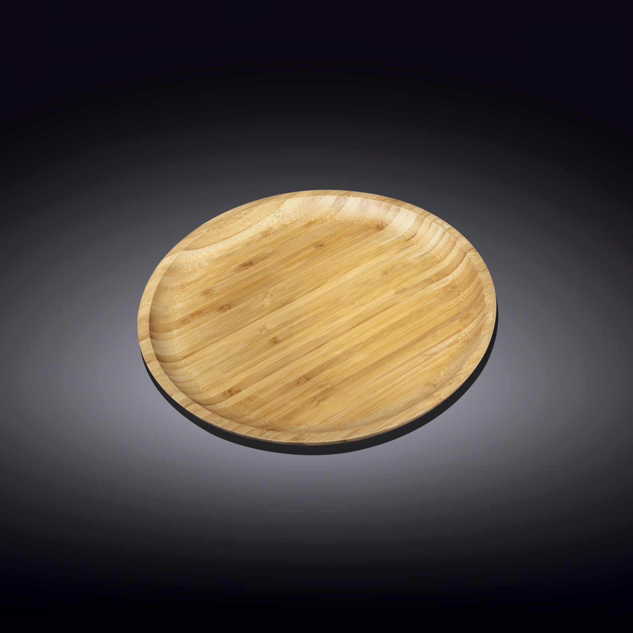 A 7-inch round bamboo plate, showcasing its natural texture and eco-friendly design, perfect for serving appetizers and sides.