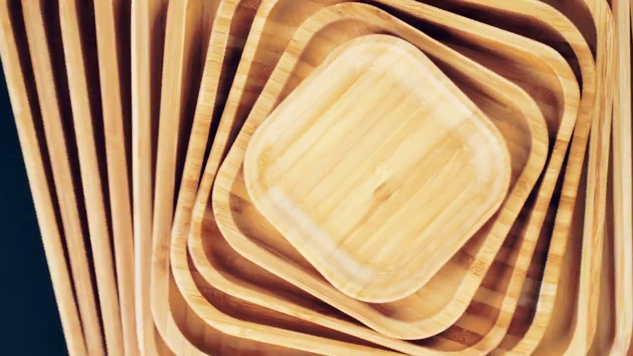 A 12-inch round bamboo serving board, showcasing its natural texture and elegant design, perfect for serving pizza, barbecue, and steak.