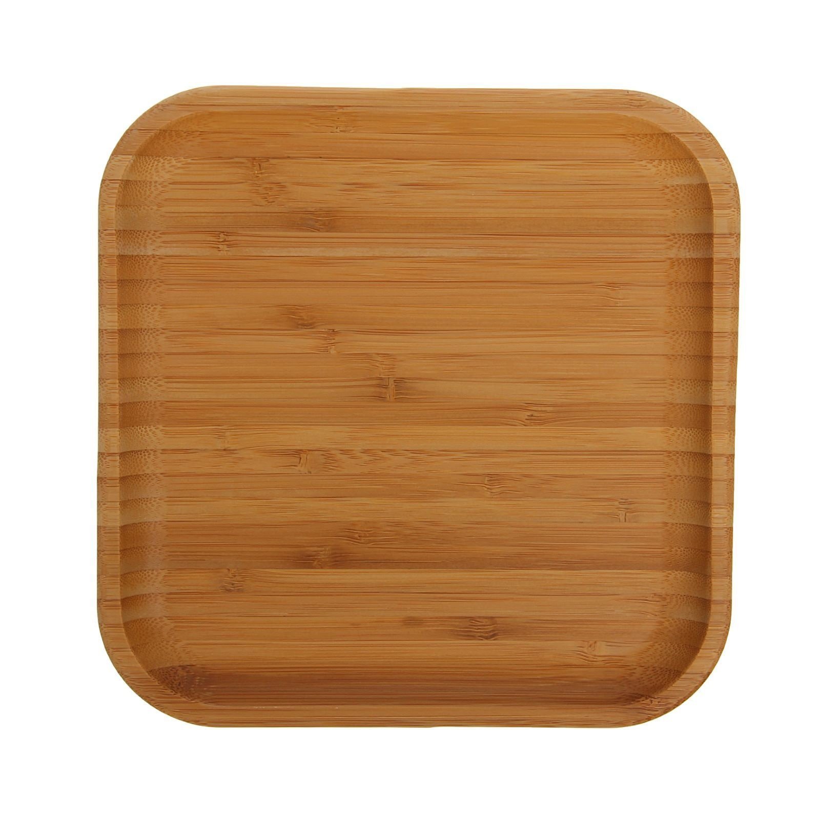 WILMAX 8-inch bamboo square plate, perfect for serving appetizers and sides, showcasing its natural texture and eco-friendly design.