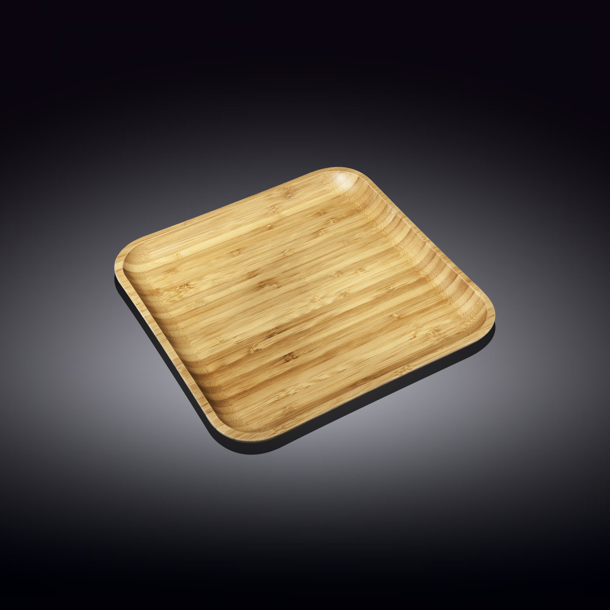 WILMAX 8-inch bamboo square plate, perfect for serving appetizers and sides, showcasing its natural texture and eco-friendly design.