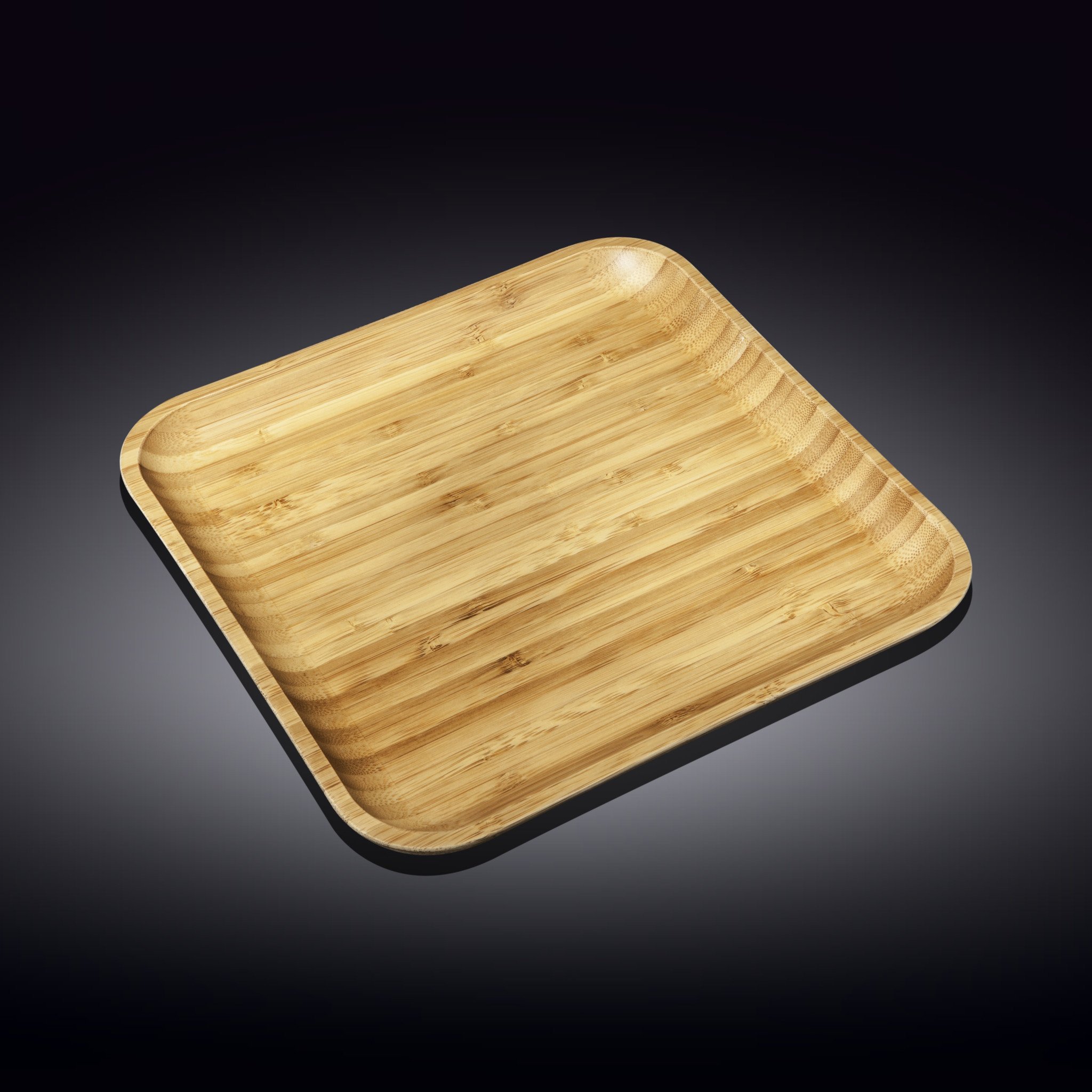 A stylish 13-inch square bamboo platter, perfect for serving appetizers and barbecues, showcasing its natural texture and eco-friendly design.