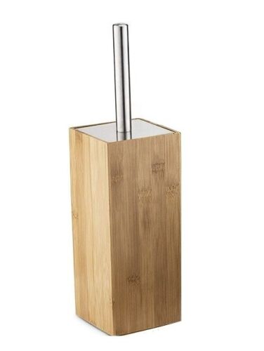 Bamboo Toilet Brush with holder, featuring a sleek design and natural bamboo finish, perfect for modern bathrooms.