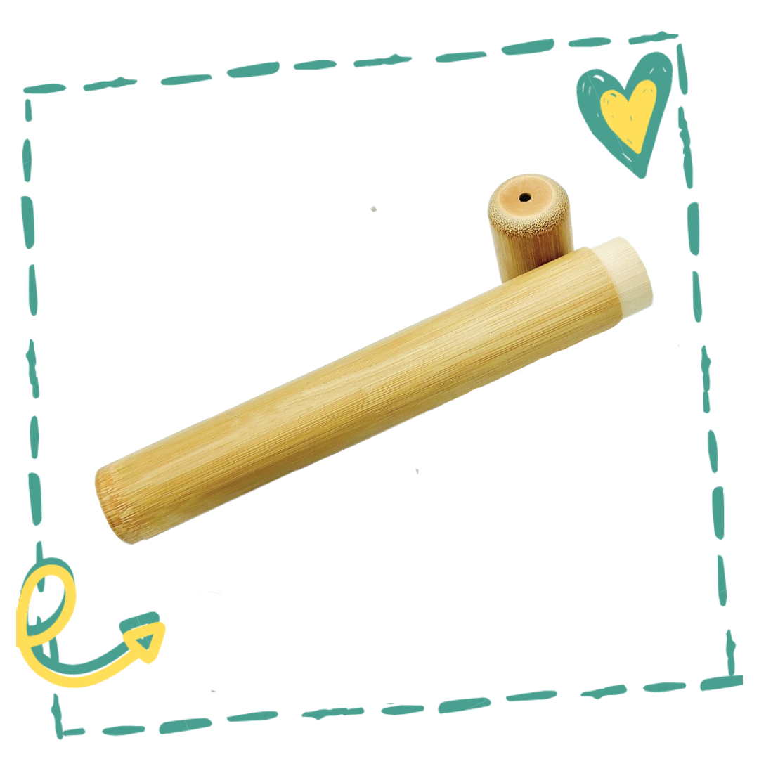 A sustainable bamboo toothbrush case, lightweight and eco-friendly, designed to hold a bamboo toothbrush securely.