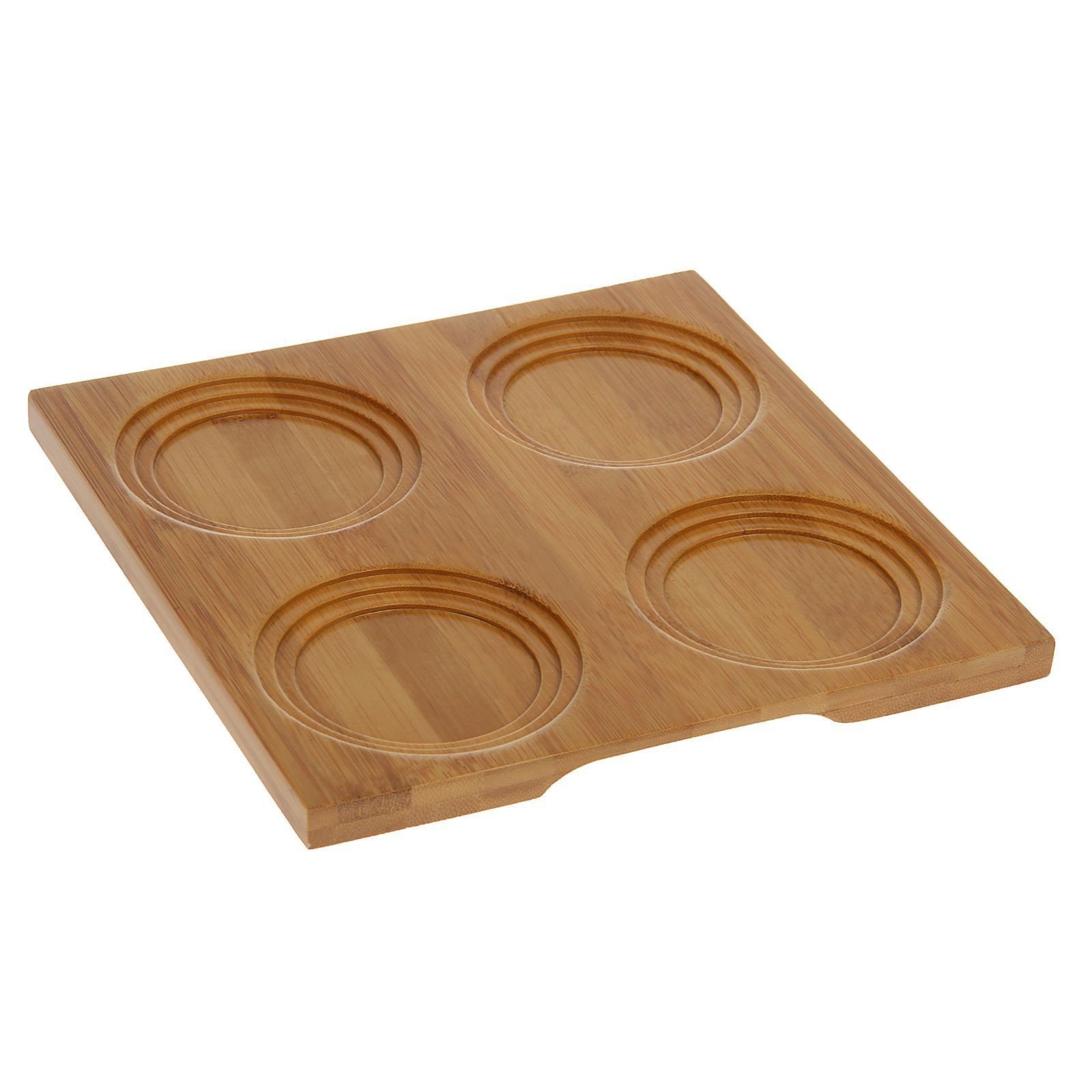 WILMAX bamboo serving tray with built-in coaster, showcasing its elegant design and natural texture.