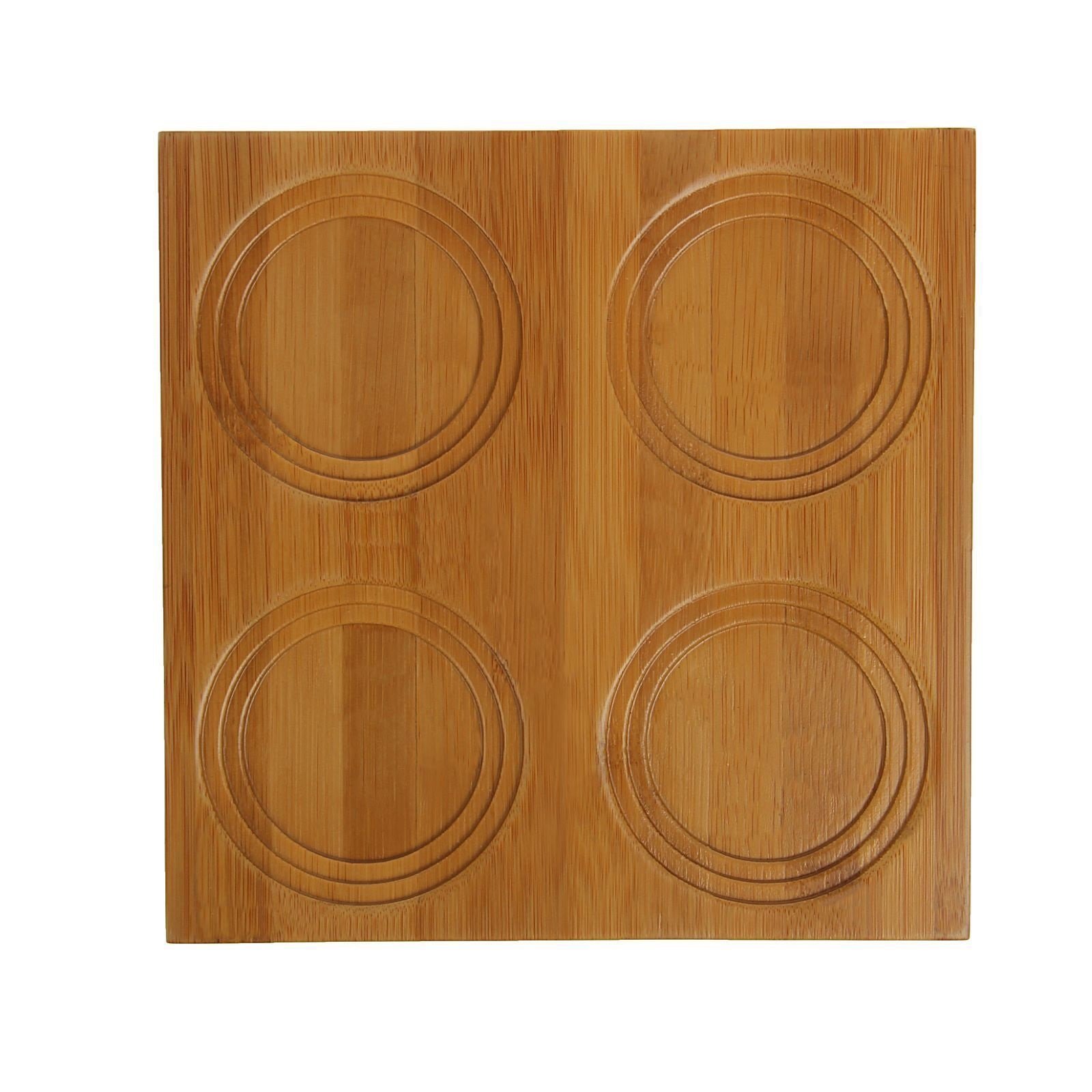 WILMAX bamboo serving tray with built-in coaster, showcasing its elegant design and natural texture.