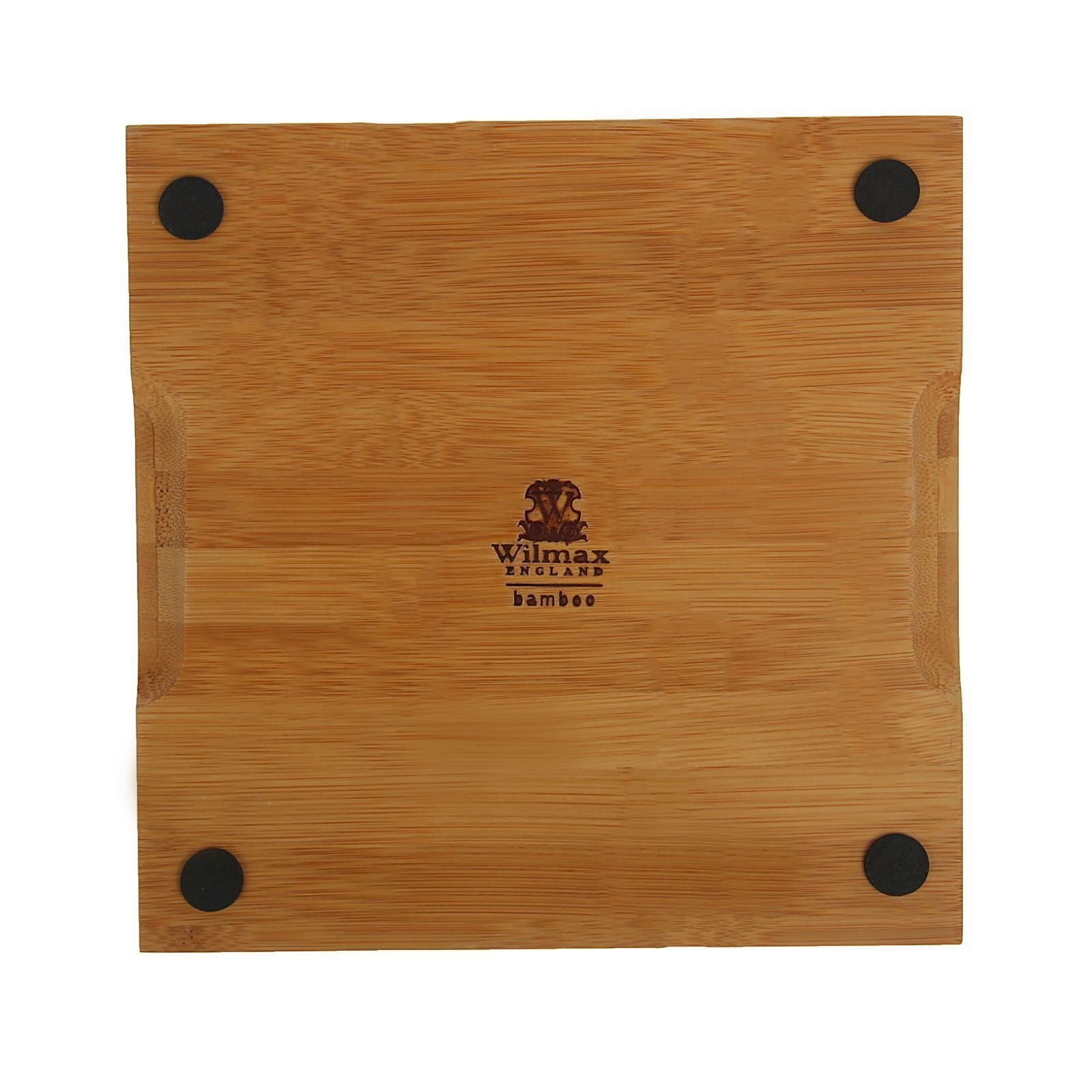 WILMAX bamboo serving tray with built-in coaster, showcasing its elegant design and natural texture.