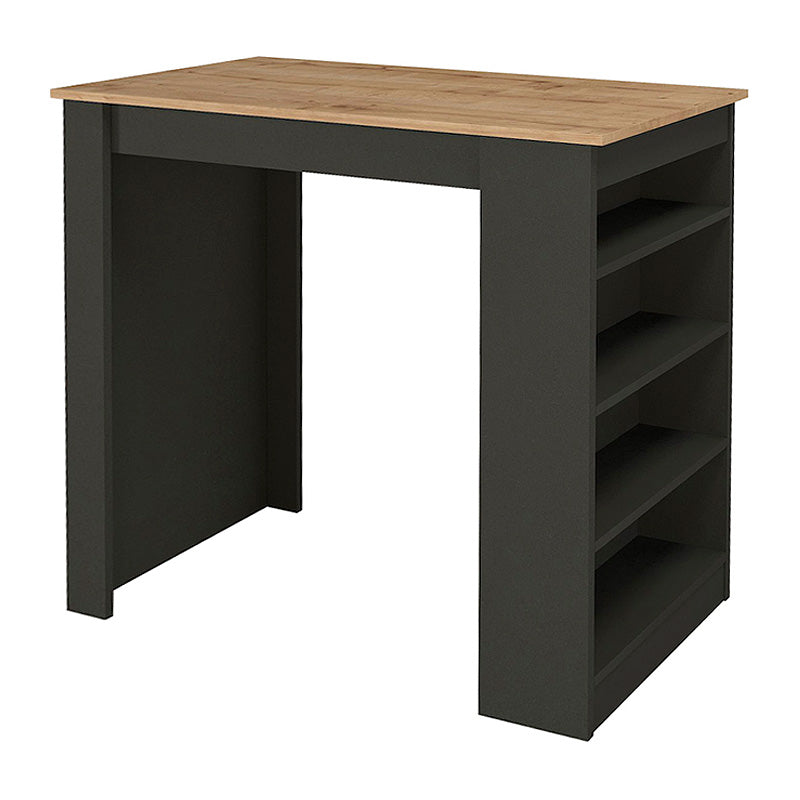 Bar Table FEELINGS in anthracite and sapphire oak, featuring shelves and modern design.