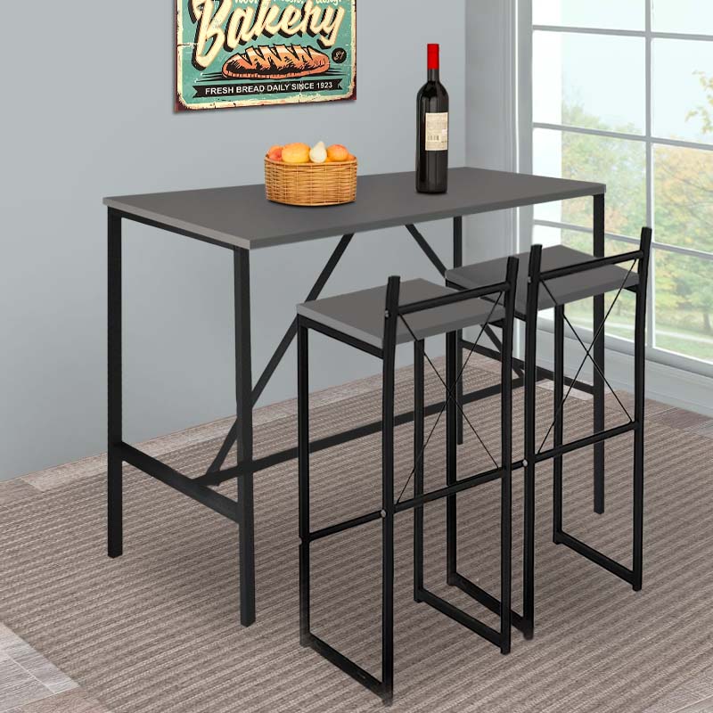 PINTO Anthracite Bar Table with sleek design, dimensions 100x45x89cm, featuring a durable melamine surface and rust-resistant metal frame.