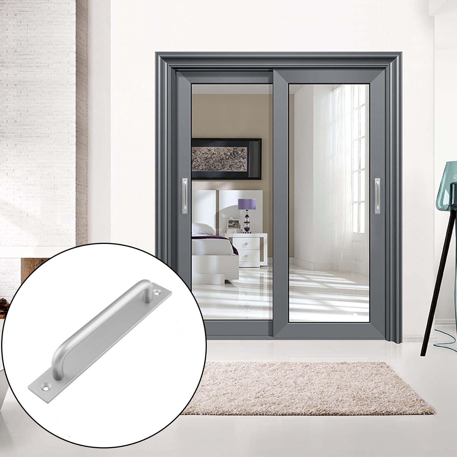 Stylish black matte barn door handle made of high-quality alloy, suitable for various cabinet and door types.