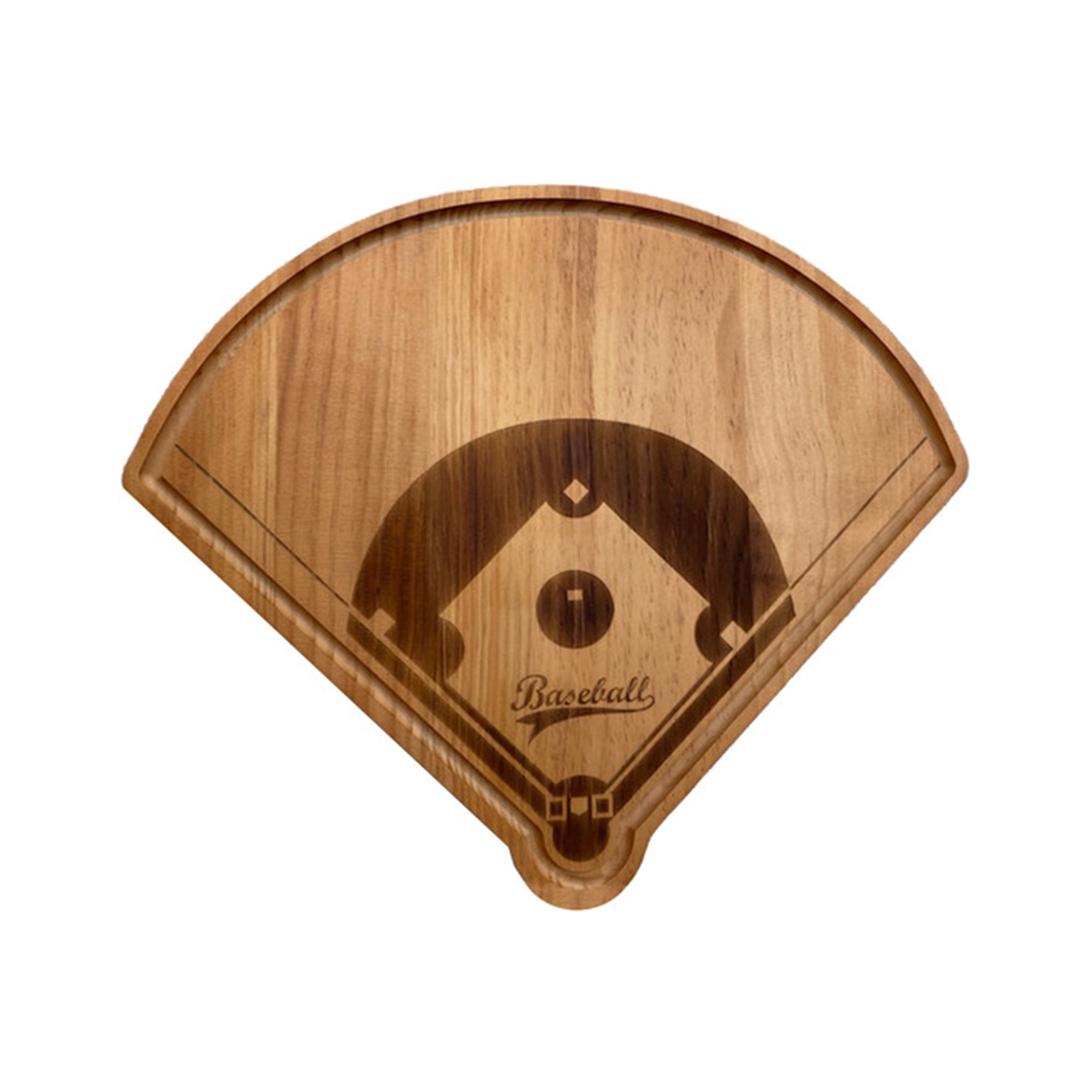 Baseball Diamond Wood Board measuring 15" x 18", designed for sports-themed gatherings, featuring a unique baseball diamond shape.