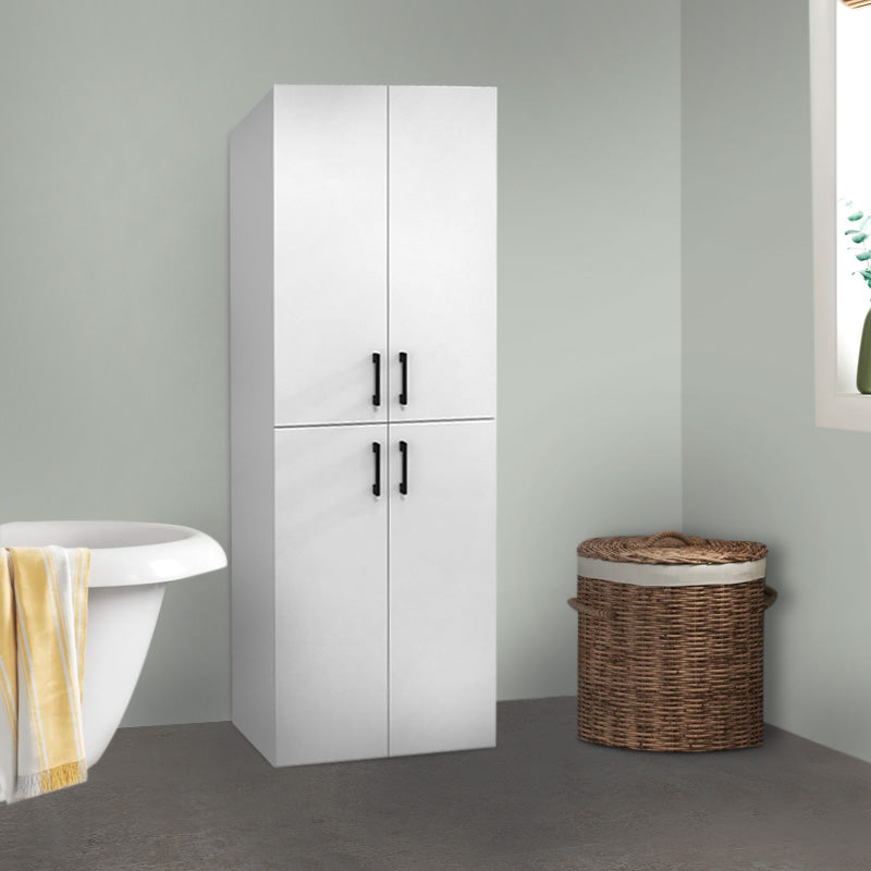 White Bathroom Machine Cabinet COMPLET, featuring a sleek design and spacious storage for laundry essentials.