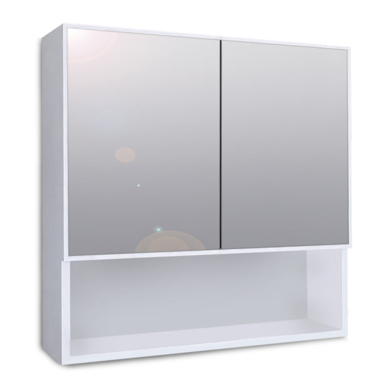 JANA White Bathroom Mirror Cabinet with two shelves, sleek design, and modern white finish, perfect for any bathroom.