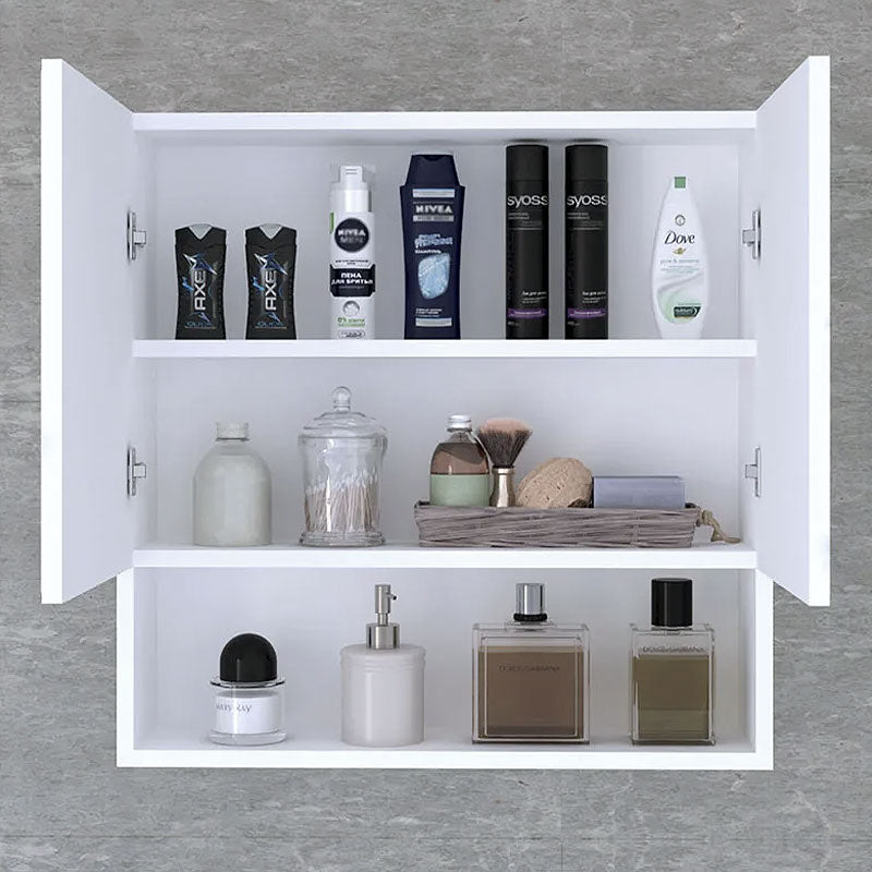 JANA White Bathroom Mirror Cabinet with two shelves, sleek design, and modern white finish, perfect for any bathroom.