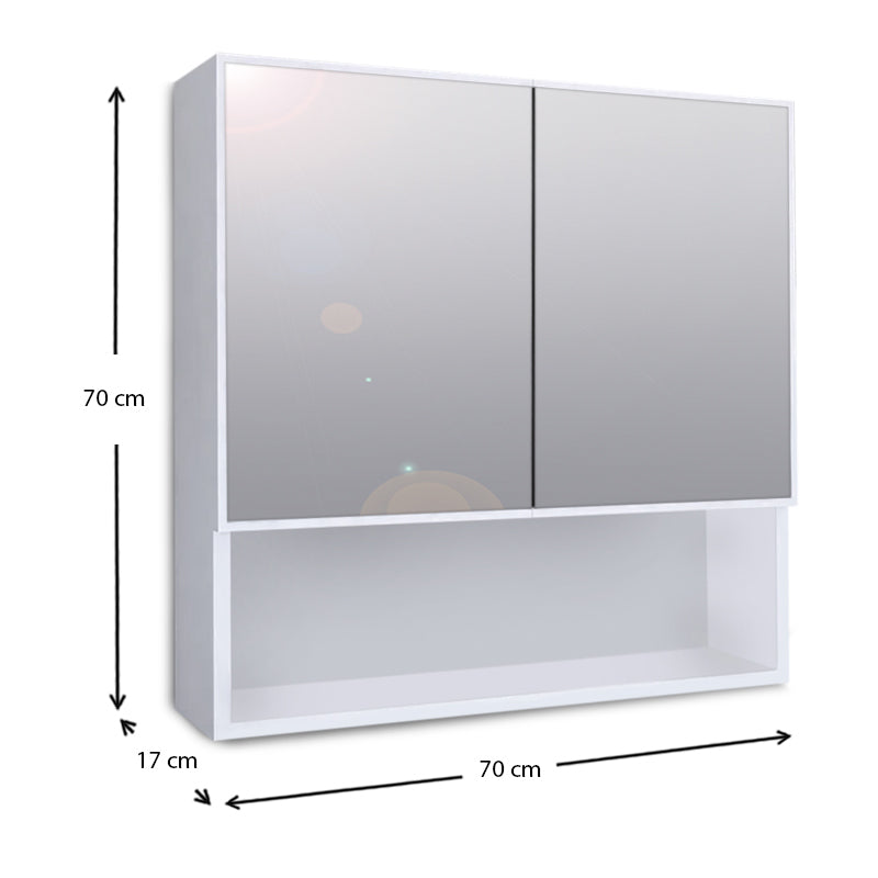 JANA White Bathroom Mirror Cabinet with two shelves, sleek design, and modern white finish, perfect for any bathroom.