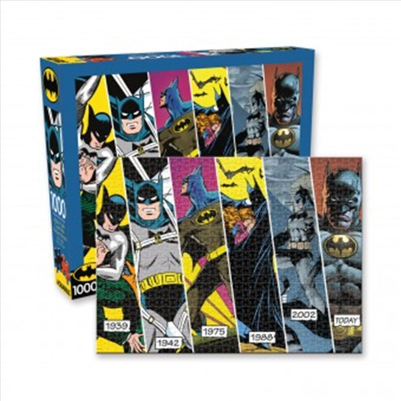 Batman Timeline 1000-piece puzzle showcasing iconic moments from DC Comics.