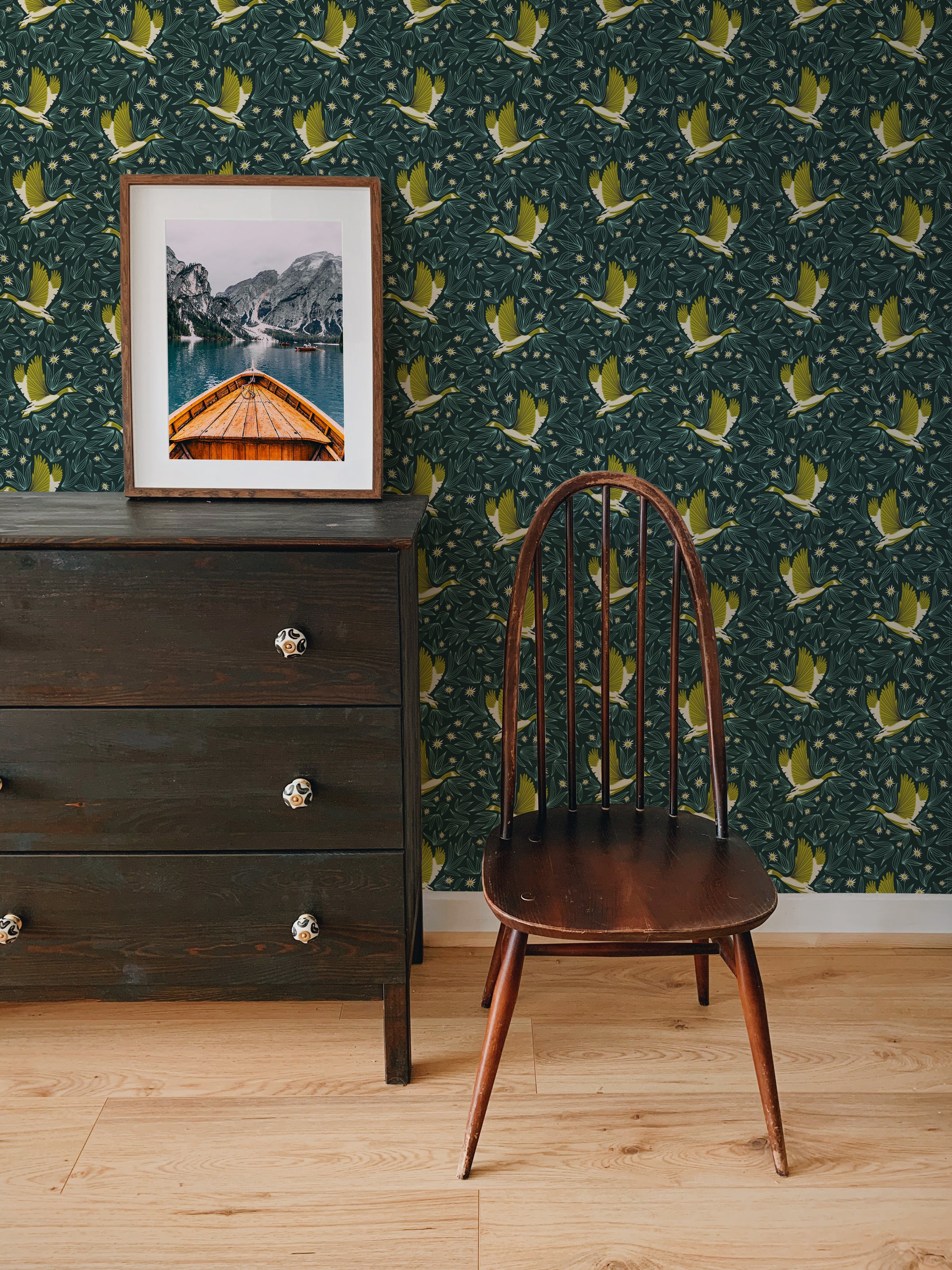 Baxter Wallpaper (Night Flight) featuring a modern design with vibrant colors and bold patterns, perfect for home decor.