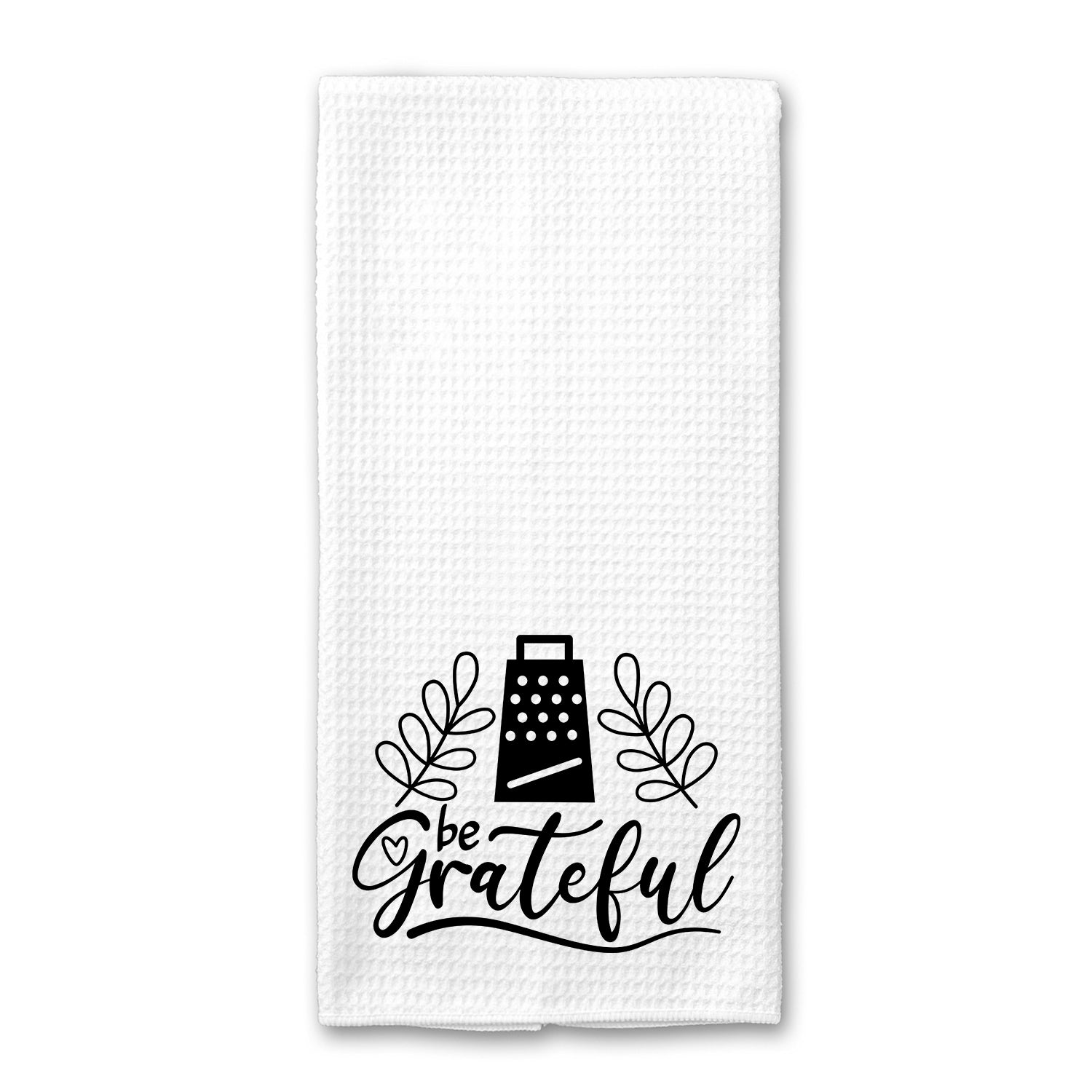 Be Grateful Kitchen Towel in a vibrant design, showcasing its absorbent microfiber material and decorative style, perfect for kitchen use.