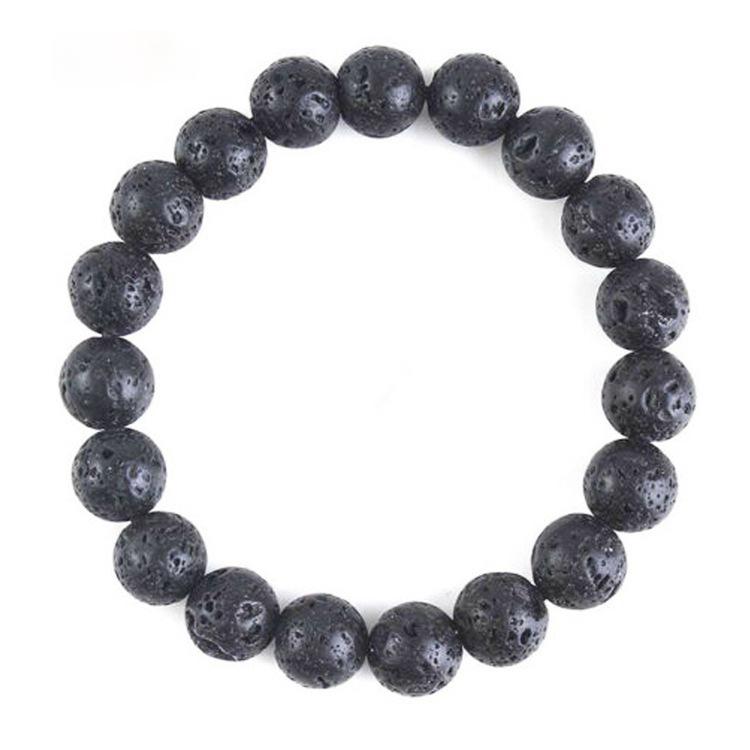 Beaded Personalized Rock Simple Bracelet made of 8mm volcanic stone, featuring a stylish design suitable for both men and women.