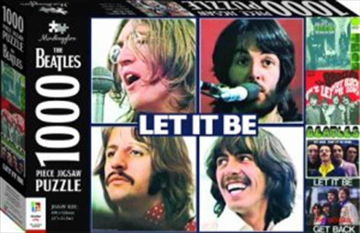 A colorful 1000 piece puzzle featuring the iconic Beatles Let It Be album artwork, showcasing vibrant colors and intricate details.