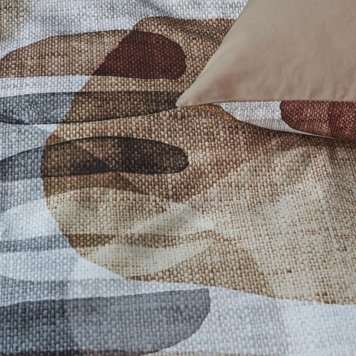 Bedding House Broc Natural Cotton Quilt Cover Set King featuring a watercolour shapes print on a textured background in warm natural tones.