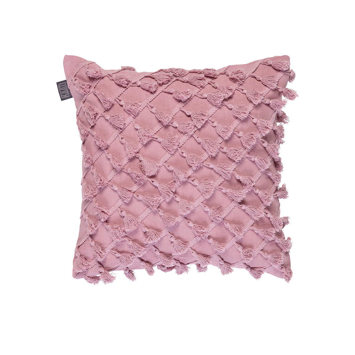 Bedding House Dondi Pink Luxury Cotton Filled Cushion with stylish applique design in soft neutral hues, perfect for home decor.