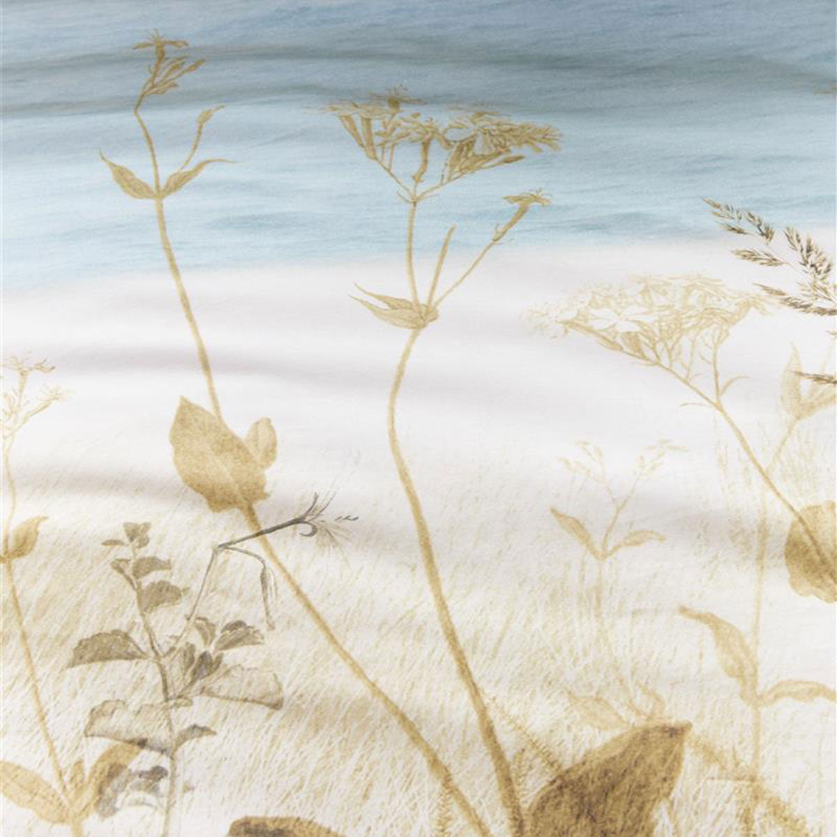 Bedding House Dunes Natural Cotton Quilt Cover Set featuring a summer seascape design with dunes, grasses, and flowers in natural colors.