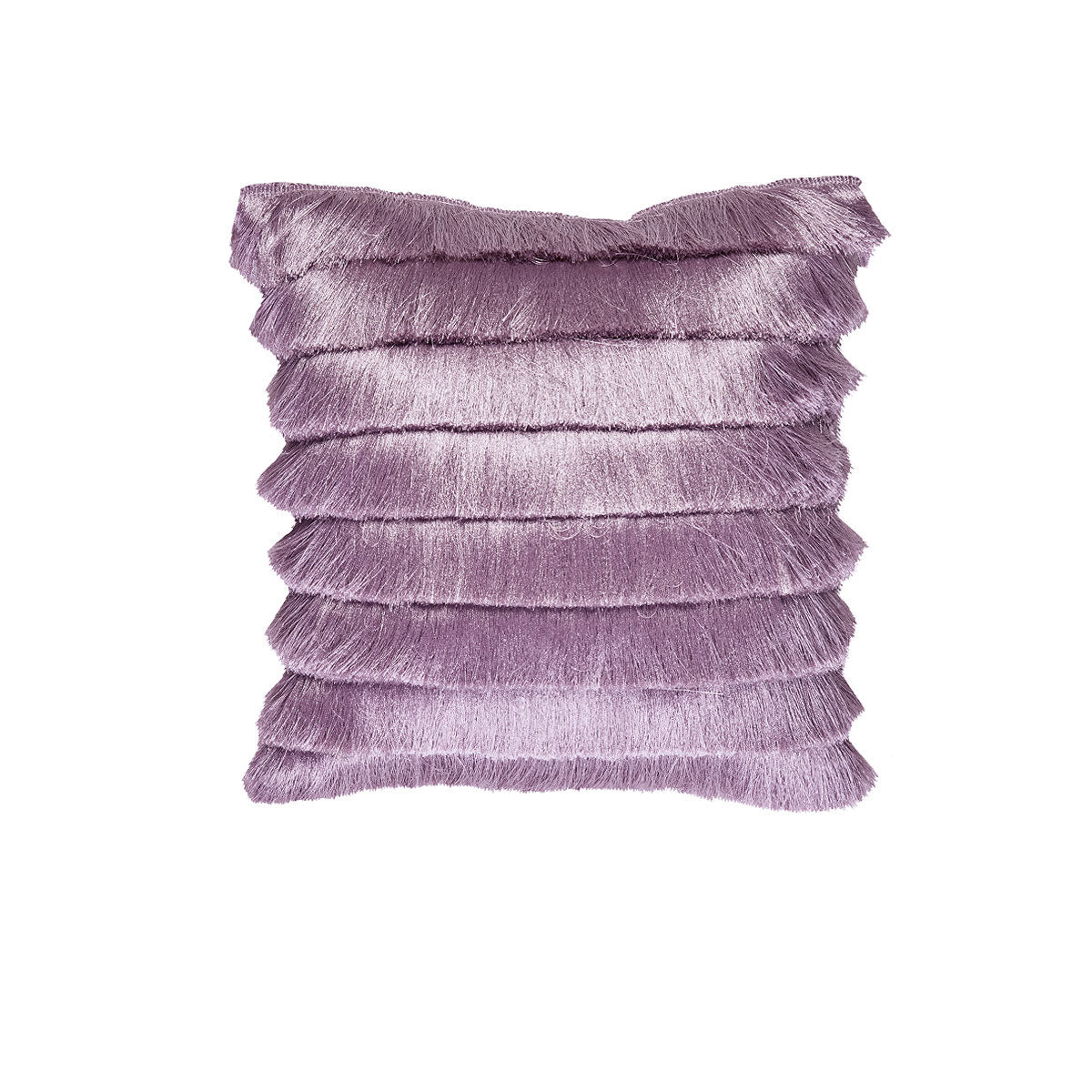 Bedding House Fringy Lilac Luxury Cotton Filled Cushion with applique design, showcasing soft touch fabric and vibrant color hues.