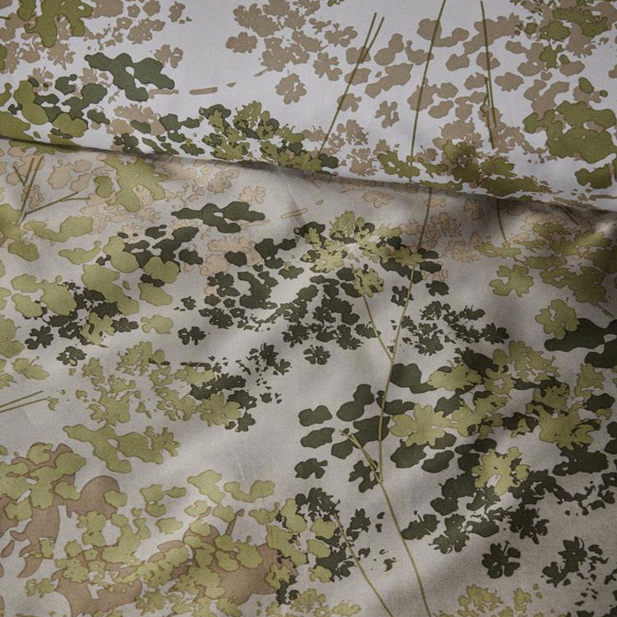 Bedding House Pantalla Green Bamboo Cotton Quilt Cover Set featuring floral design in natural tones, perfect for modern bedrooms.