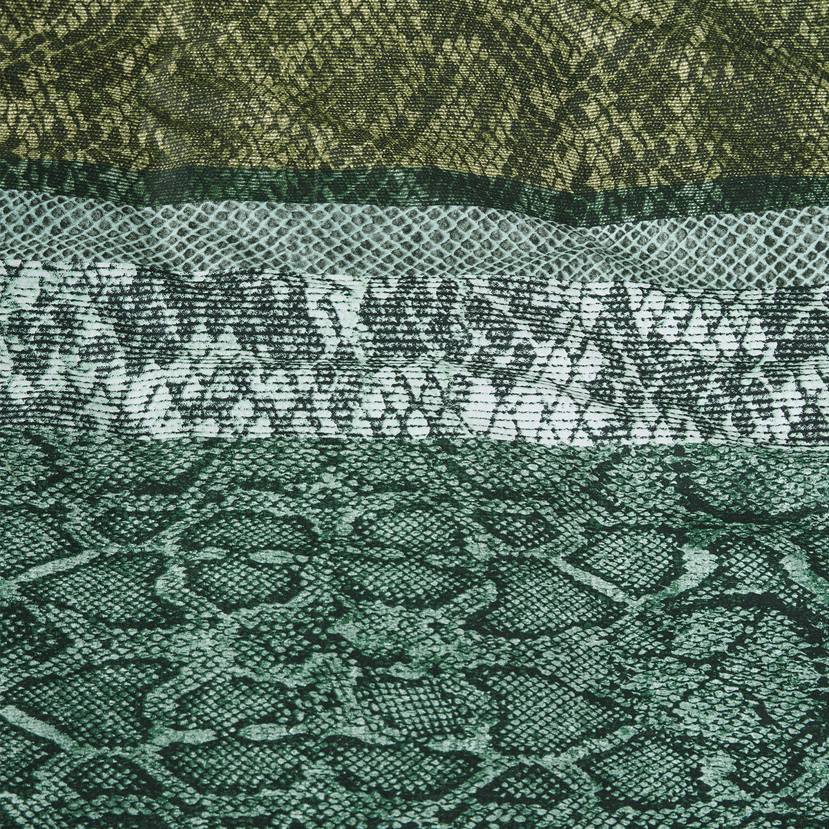 Bedding House Skin Green Cotton Quilt Cover Set featuring snake skin prints in green and olive tones, perfect for modern bedrooms.