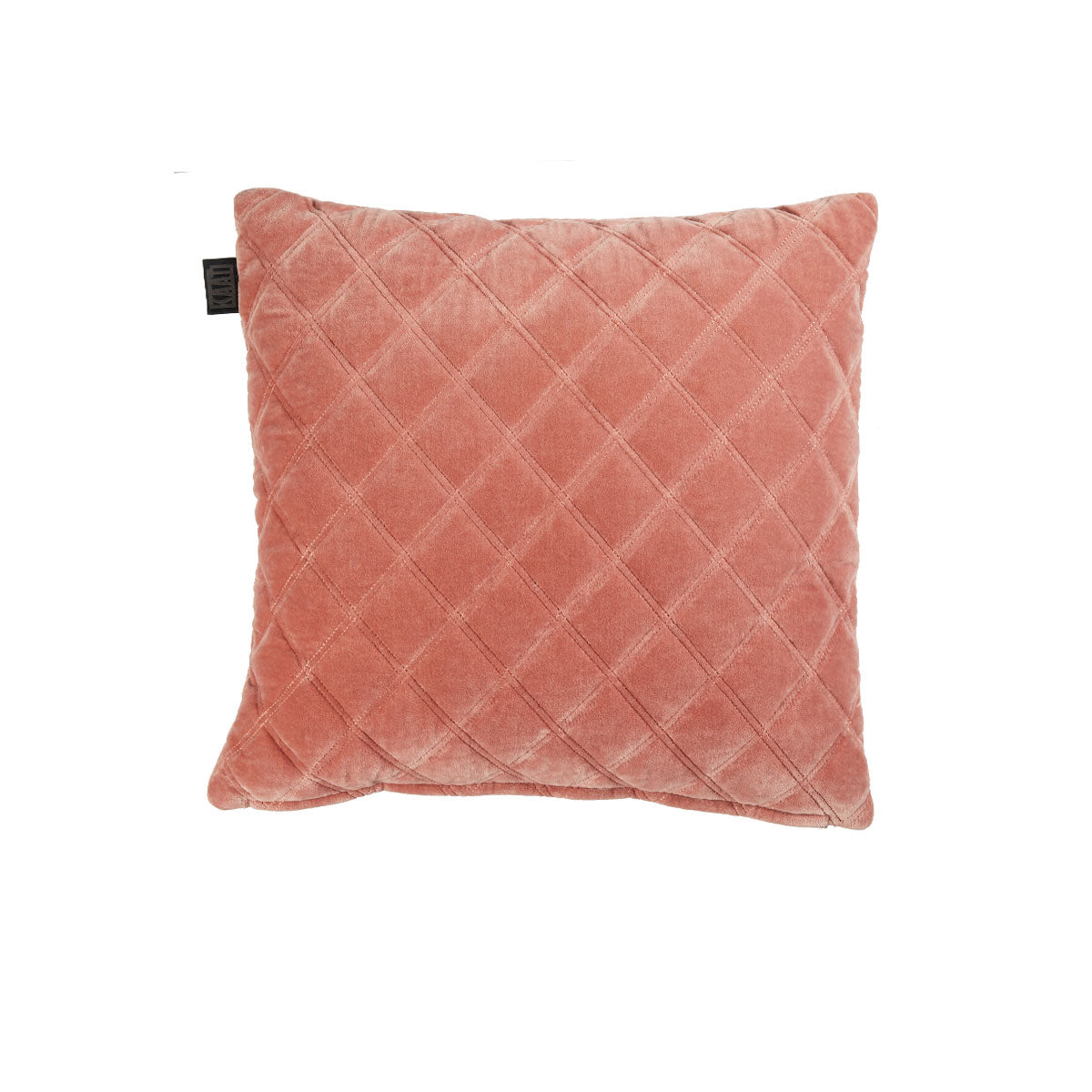 Bedding House Vercors Luxury Cotton Velvet Filled Square Cushion with diamond quilted pattern and golden zip puller.