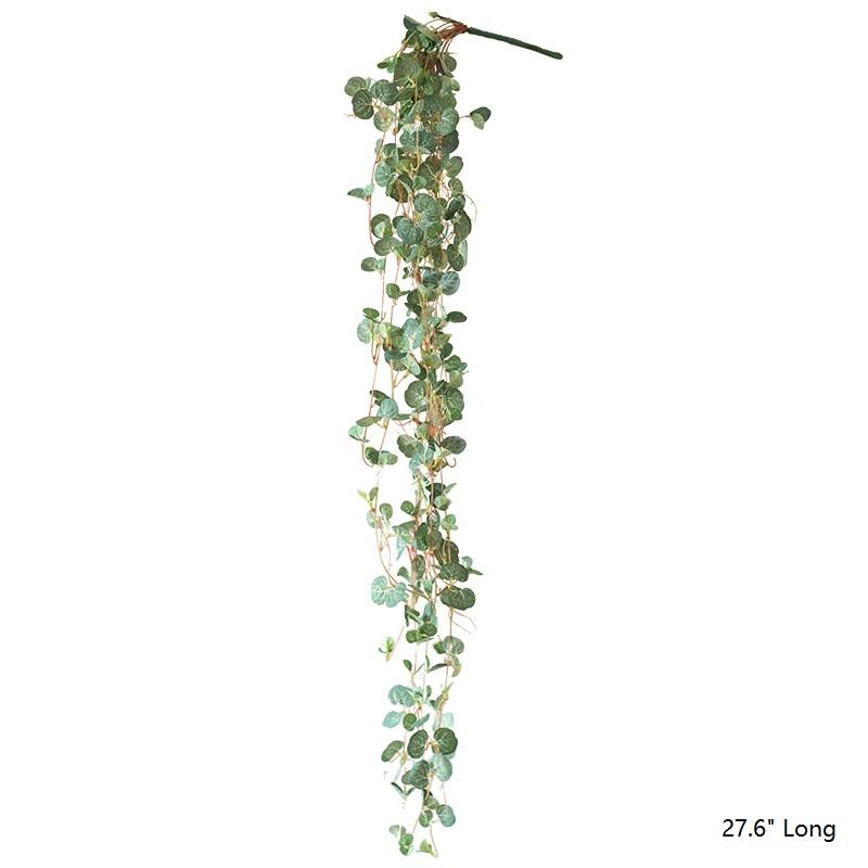 A 27-inch long Begonia Leaf Hanging Vine featuring realistic green leaves made from plastic and silk cloth, perfect for indoor and outdoor decor.