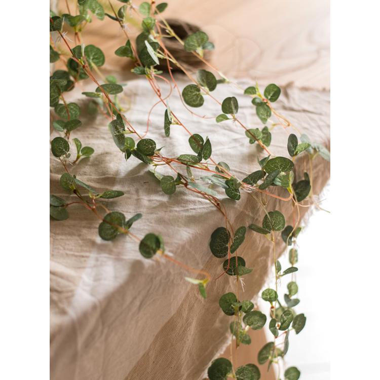 A 27-inch long Begonia Leaf Hanging Vine featuring realistic green leaves made from plastic and silk cloth, perfect for indoor and outdoor decor.