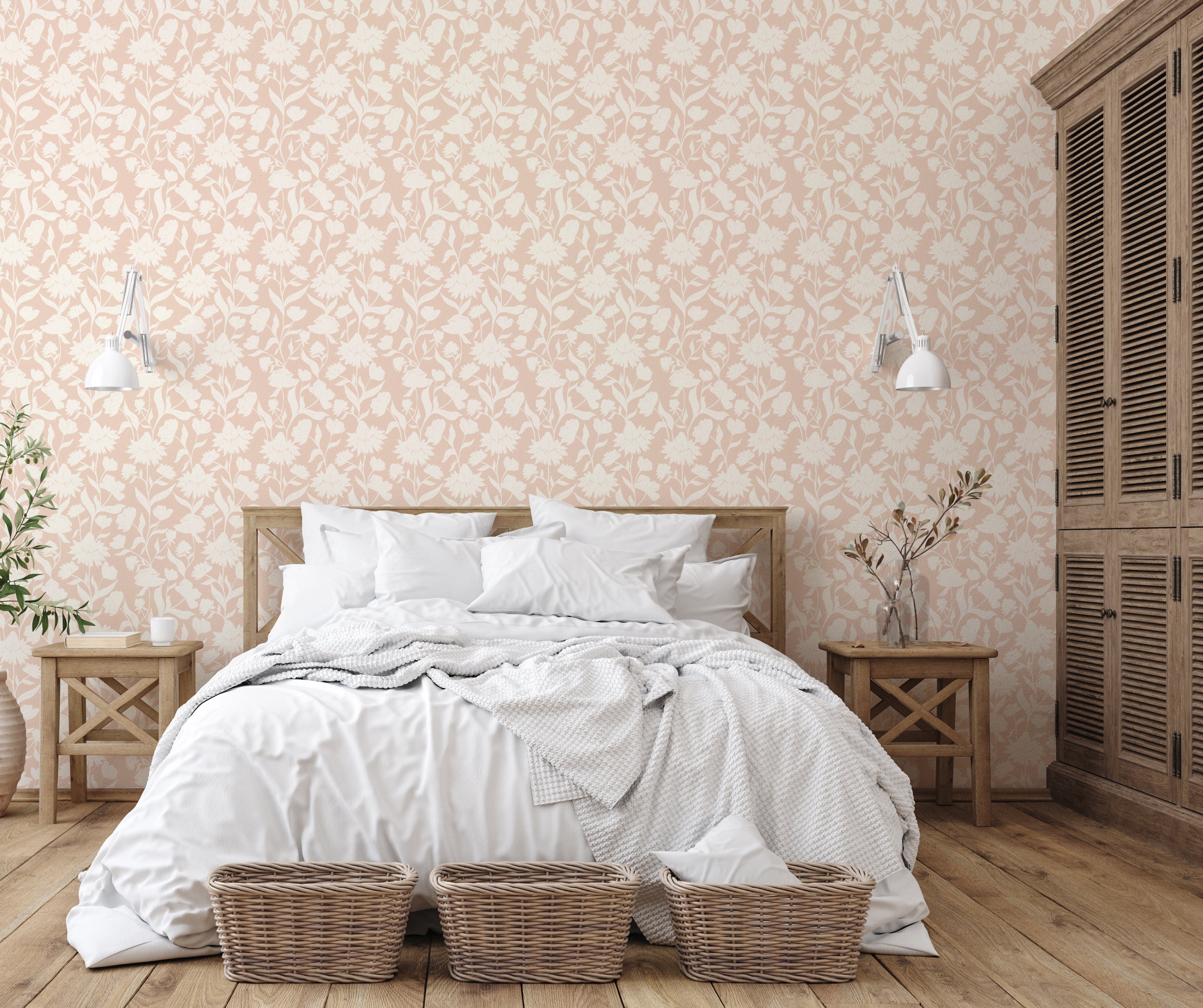 Belle Wallpaper in Blush color featuring a modern design, perfect for home decor.