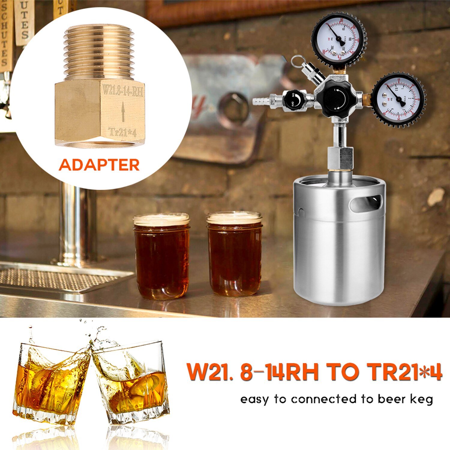 Beer CO2 Keg Regulator Safety Pressure Relief Valve designed for 0-3000 PSI tanks, made of stainless steel for durability and safety.