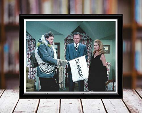 Framed Bernard Fox Autograph Replica Print from Bewitched in black metal frame, showcasing Dr. Bombay.